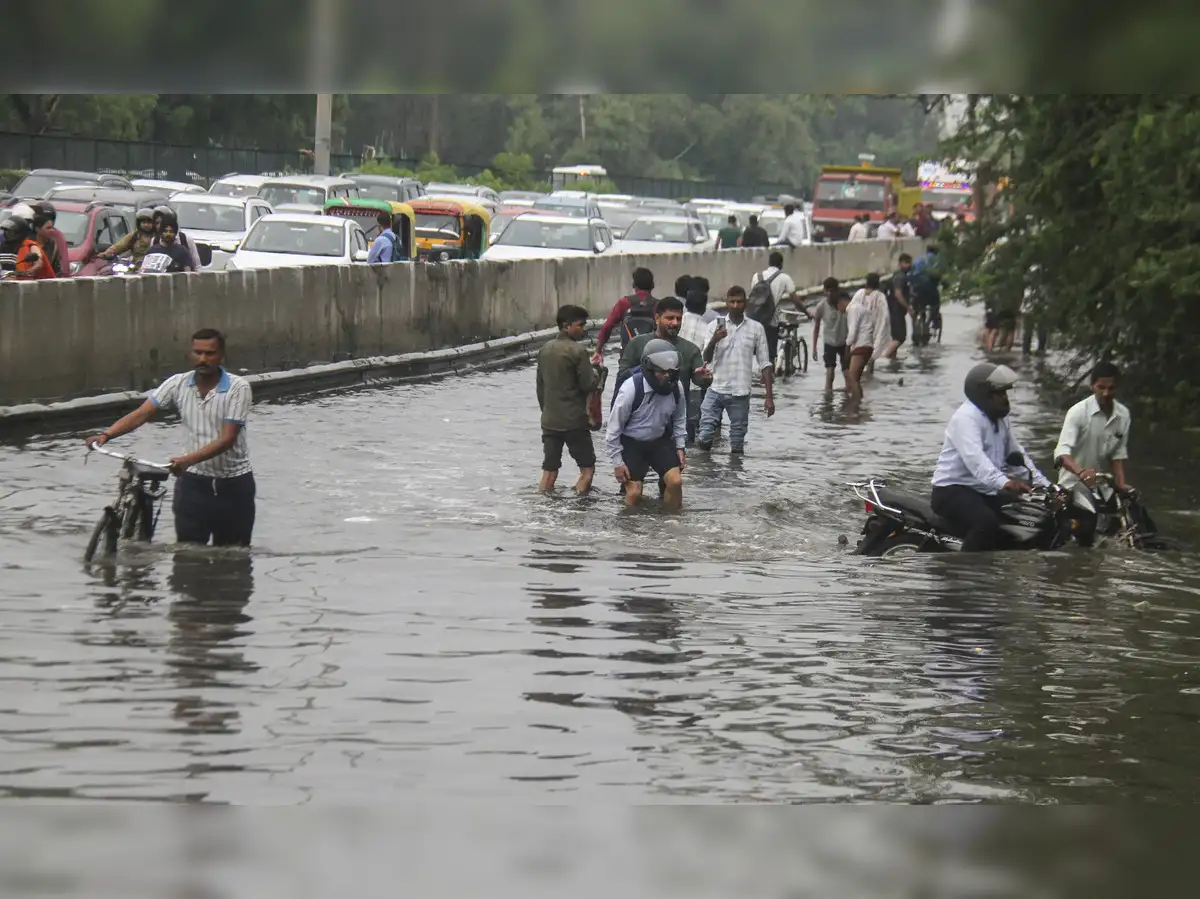aap slams bjps four engine govt in delhi as seasons first downpour triggers waterlogging