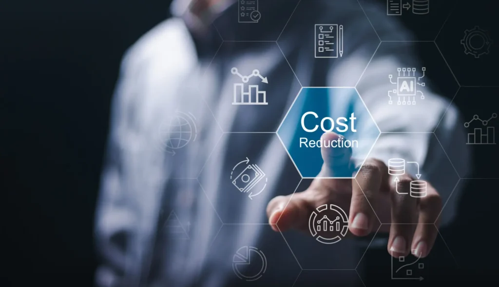 cost reduction business finance concept businessman touching cost icon virtual screen manage costs budgets growth graph profit optimize.jpg