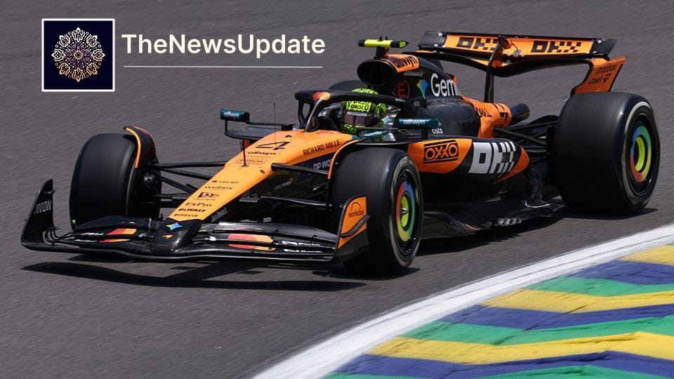 Lando Norris celebrates sprint pole at Sao Paulo GP 2025