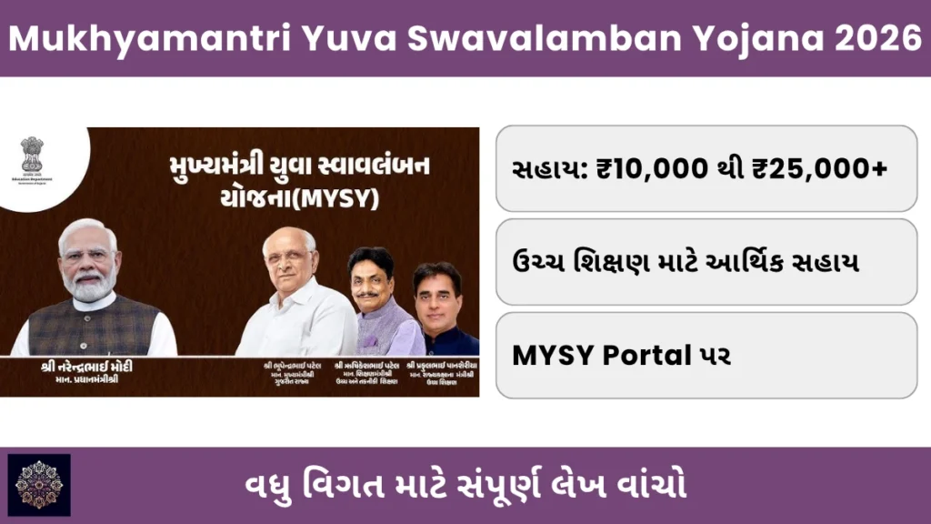 Vikram Sarabhai Vikas Scholarship 2026: વિદ્યાર્થીઓને ₹1 લાખ સુધી સ્કોલરશિપ સહાય, સંપૂર્ણ માહિતી જાણો 2 Mukhyamantri Yuva Swavalamban Yojana