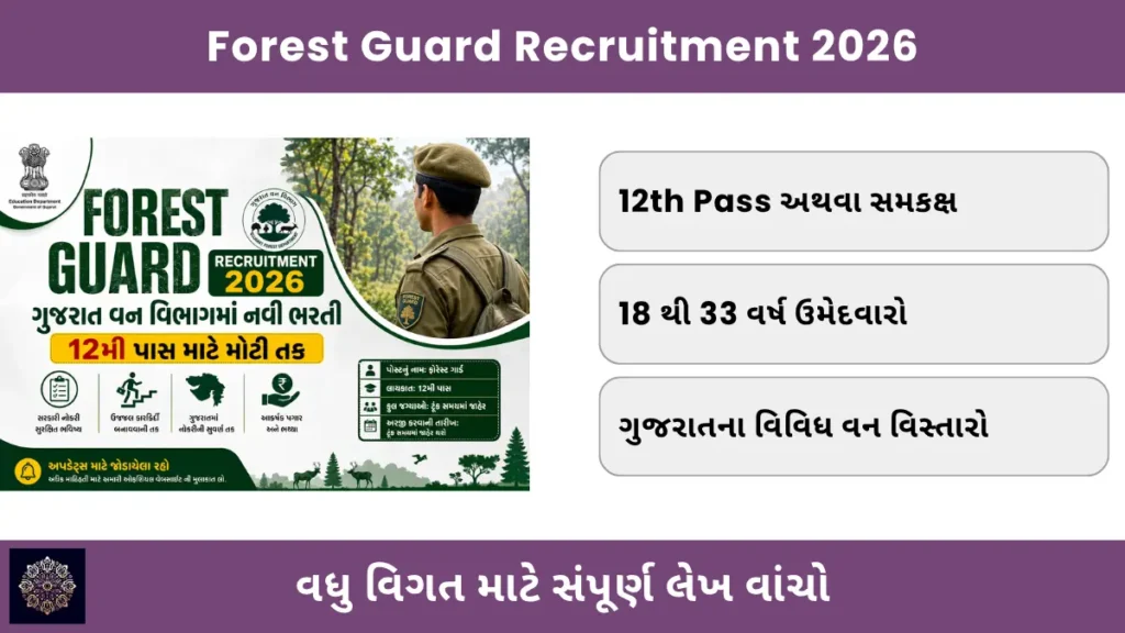 Forest Guard Recruitment 2026: ગુજરાત વન વિભાગમાં નવી ભરતી, 12મી પાસ માટે મોટી તક 1 Forest Guard Recruitment 2026