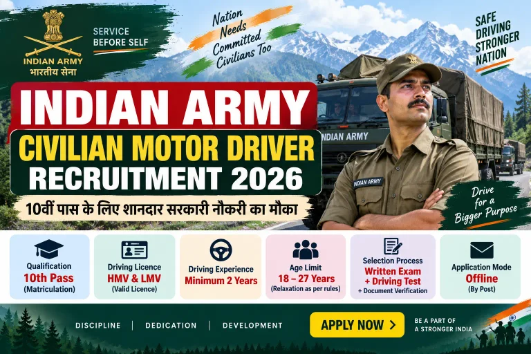 Sarkari Yojana & Naukari 3 Indian Army Civilian Motor Driver Recruitment 2026