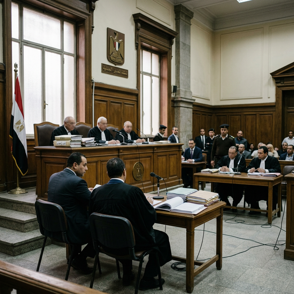Cairo courtroom criminal appeal proceeding